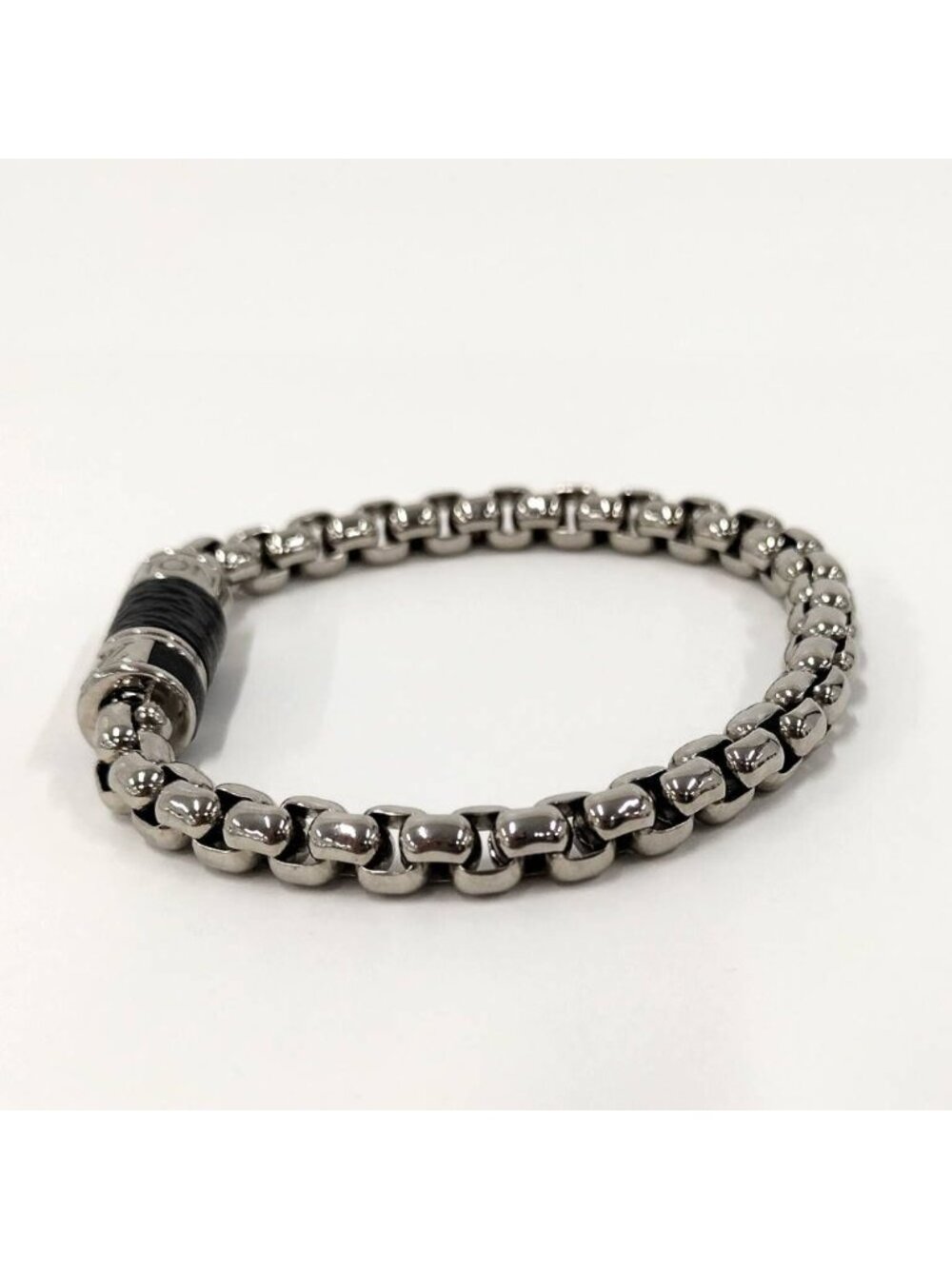 ★SOLD★ Louis Vuitton Bracelet Chain Monogram Eclipse Plated Silver - Picture 4 of 6